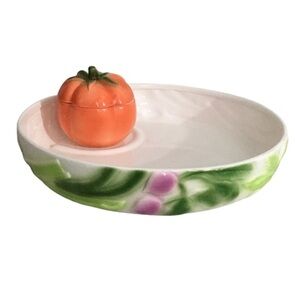 Tomato Vegetable Dip Platter Serving Plate Orange Green White Party Dinner
